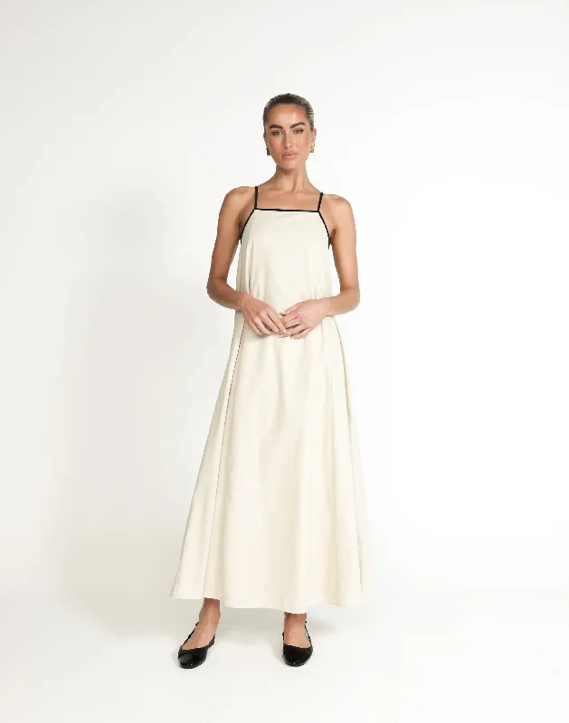 velvet maxi dresses for summer -Maxi dress with modern design,Fiona Maxi Dress (Beige)