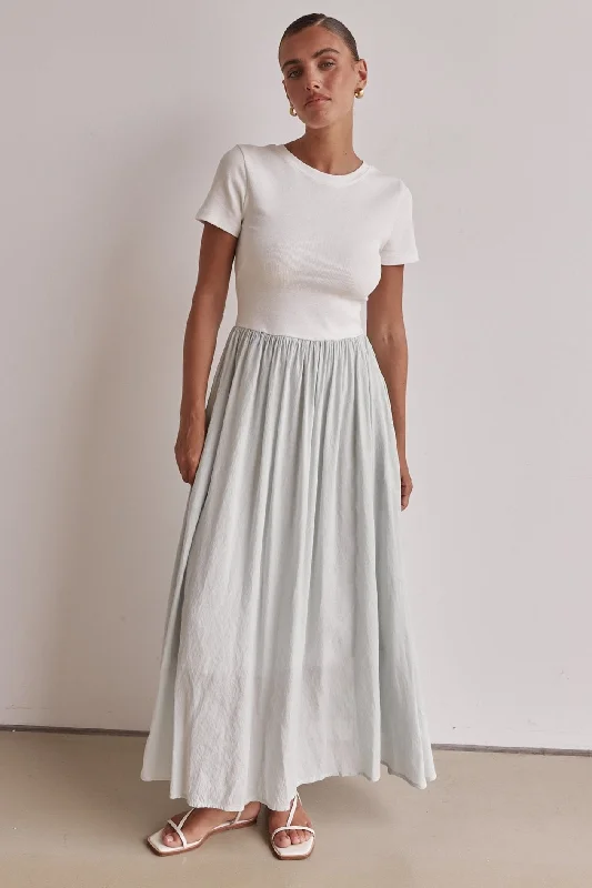 plus size maxi dresses online -Maxi dress with trumpet sleeves,Tamsin Maxi Dress (White)