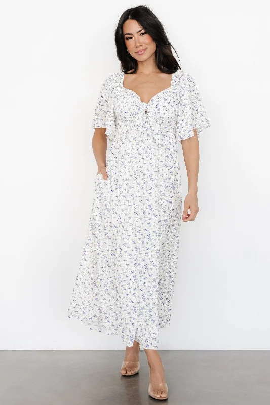 trendy maxi dresses online -Maxi dress with nautical theme,Carah Tie Dress | Off White + Lavender Floral