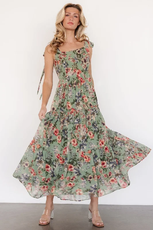 green maxi dresses for women -Maxi dress with halter neck,Anita Maxi Dress | Green Multi Floral