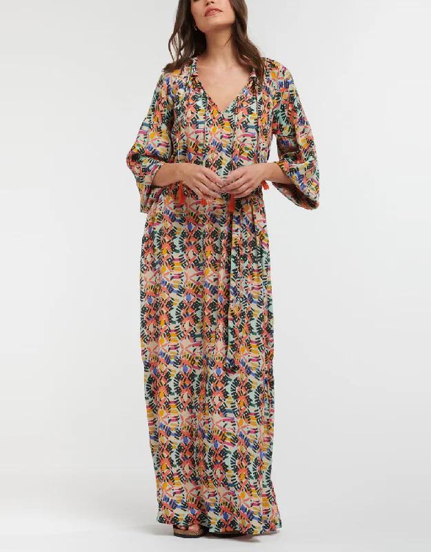 velvet maxi dresses online -Maxi dress with patchwork design,Bomba Midi Dress - Orange