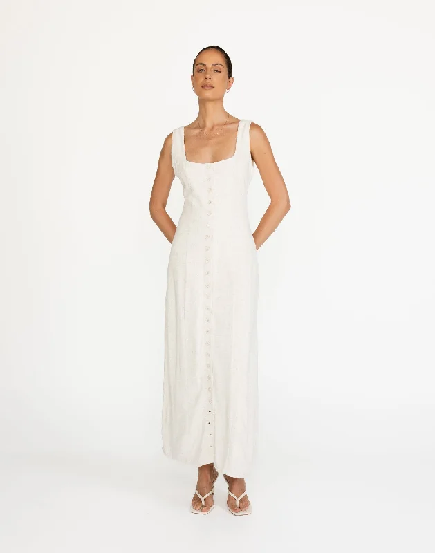 velvet maxi dresses for women -Maxi dress with eyelet fabric,Joni Maxi Dress (Oat)