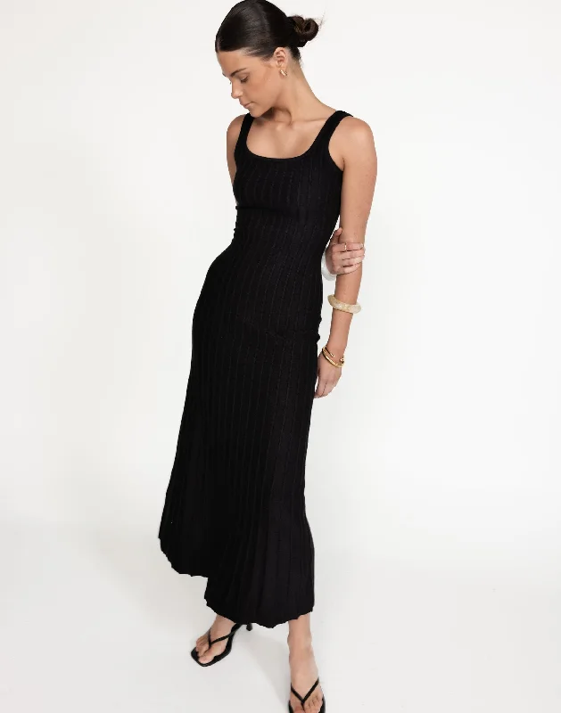 casual maxi dresses for summer -Maxi dress with satin fabric,Marzia Maxi Dress (Black)