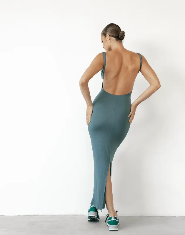 long maxi dresses for date -Casual maxi dress for work,With Grace Maxi Dress (Teal)