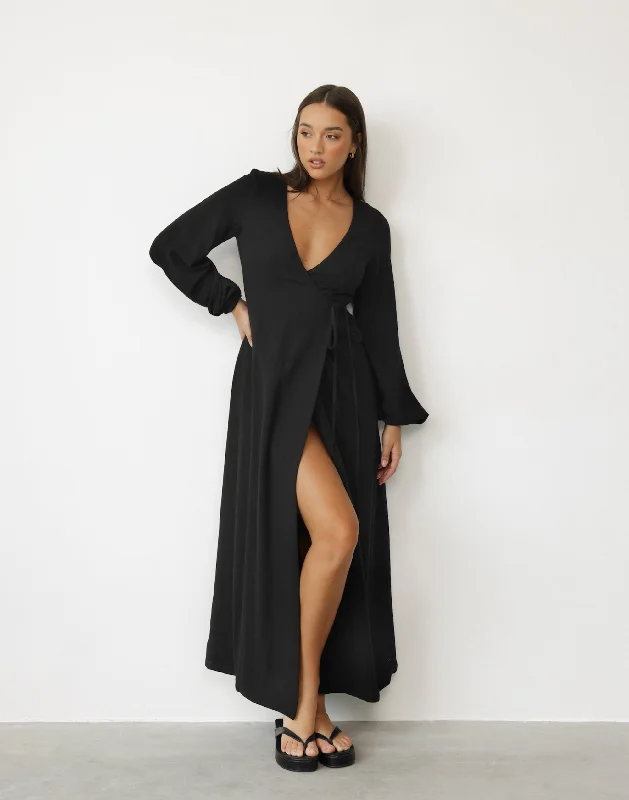 lace maxi dresses online -Maxi dress with sporty look,Mori Maxi Dress (Black)