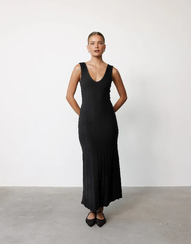 sparkly maxi dresses for party -Maxi dress with modern design,Aurelia Maxi Dress (Black)