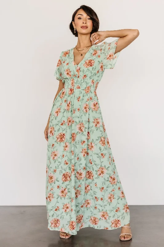 plus size maxi dresses online -Maxi dress with V-neckline,Birdie Maxi Dress | Sage Multi