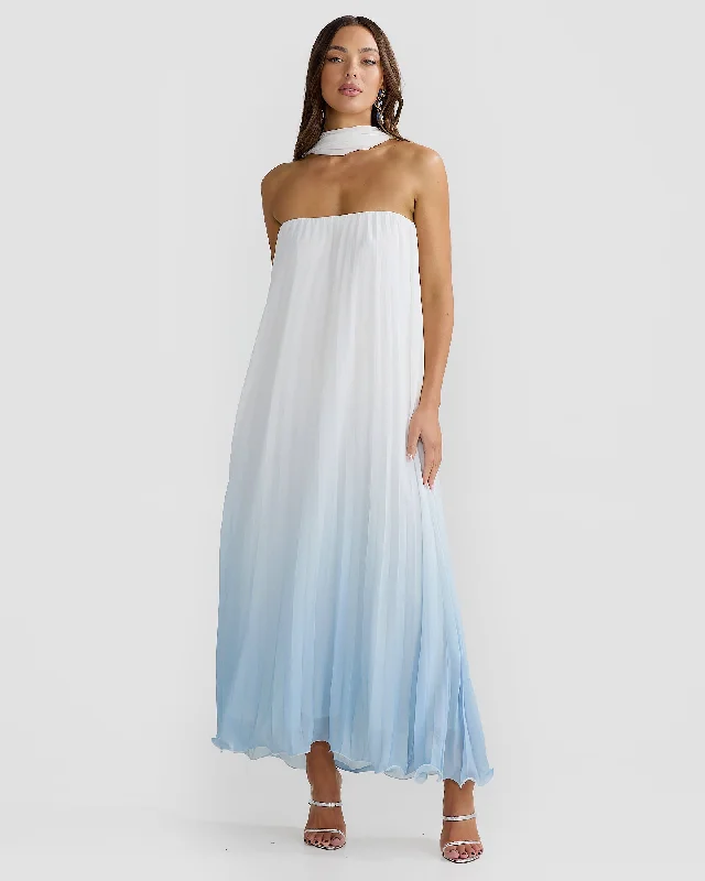 green maxi dresses for summer -Maxi dress with shimmer effect,Isabella Maxi - Ombré Blue