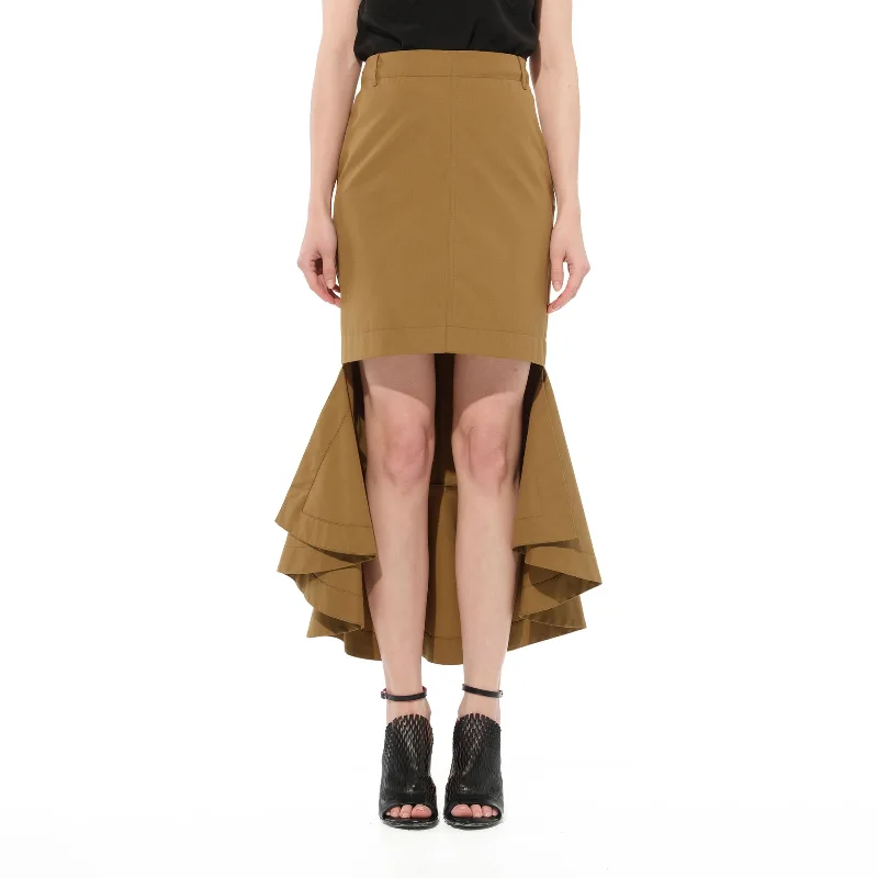 casual midi dresses online -Midi dress with puff sleeves,Midi Skirt in Beige