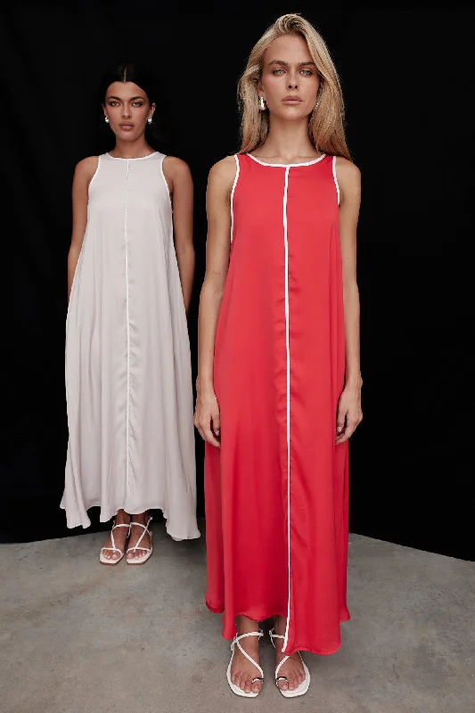 sparkly maxi dresses for summer -Maxi dress with V-neckline,Palos Maxi Dress (Red)