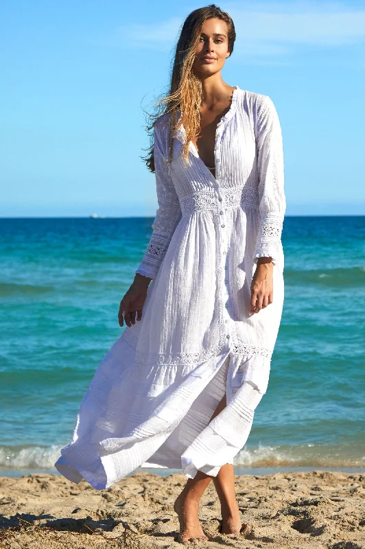 white maxi dresses online -Maxi dress with retro flair,Audrey Lace Maxi Dress | White