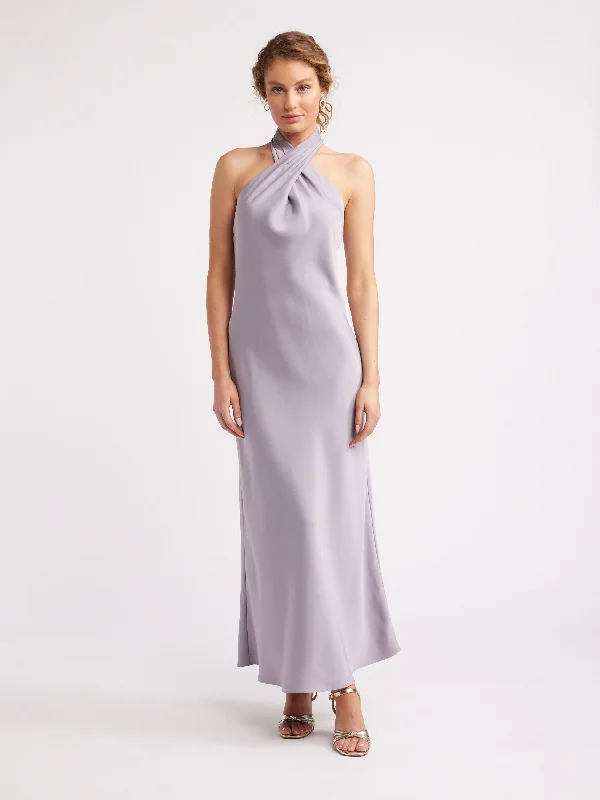 casual maxi dresses online -Maxi dress with retro flair,New York Twist Neck Dress