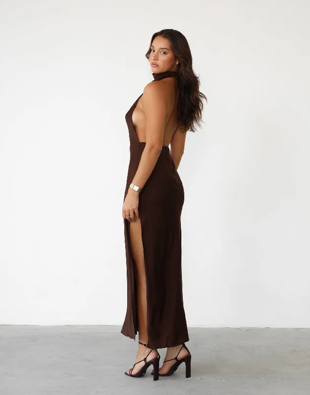 sparkly maxi dresses online -Maxi dress with patchwork design,Clara Maxi Dress (Cocoa)