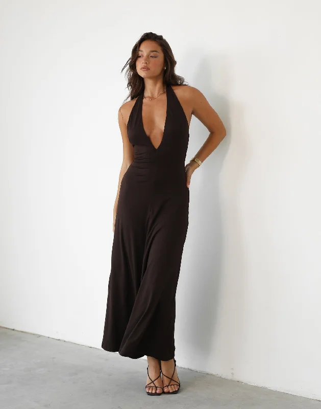 cheap maxi dresses for women -Maxi dress with sporty look,Victoria Maxi Dress (Chocolate)