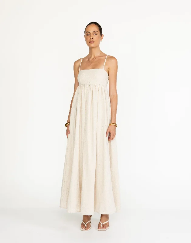 cotton maxi dresses online -Maxi dress with retro flair,Tarsha Maxi Dress (Oat)