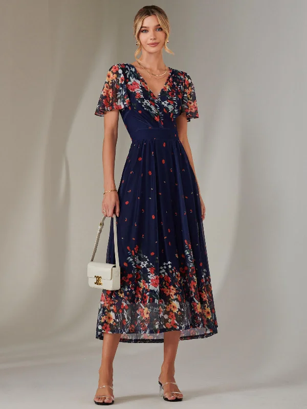 floral maxi dresses for women -Maxi dress with spaghetti straps,Wrap Maxi Dress, Floral Multi