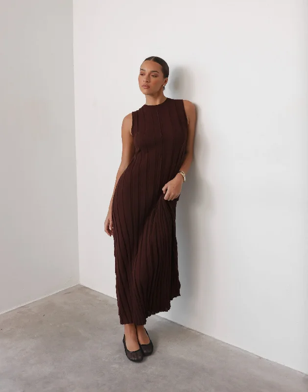 affordable maxi dresses online -Maxi dress with cold shoulder,Jemima Maxi Dress (Cocoa)