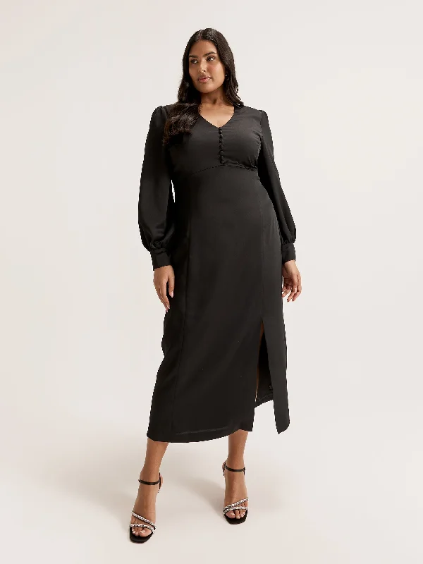 black maxi dresses for women -Maxi dress for cocktail parties,Montreal Long Sleeve Dress