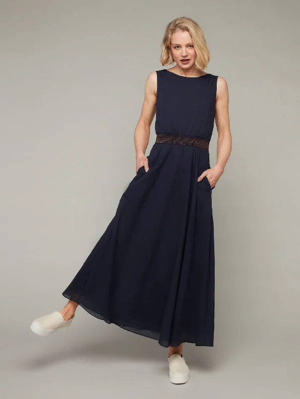 long maxi dresses for women -Maxi dress with knot front,HELLEBORE | Easy Maxi Dress