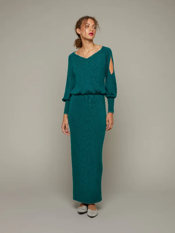 green maxi dresses for summer -Maxi dress with button front,KYLE | Merino Knit Maxi Dress