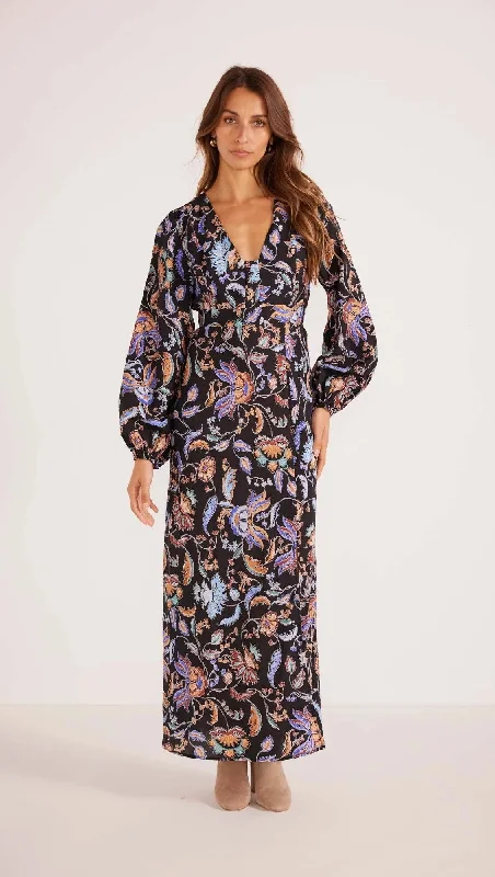 sparkly midi dresses online -Midi dress with illusion sleeves,MinkPink Celeste Long Sleeve Midi Dress