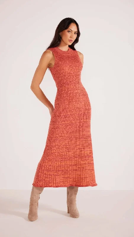 affordable midi dresses on sale -Midi dress with cool tones,MinkPink Raphael Knit Midi Dress