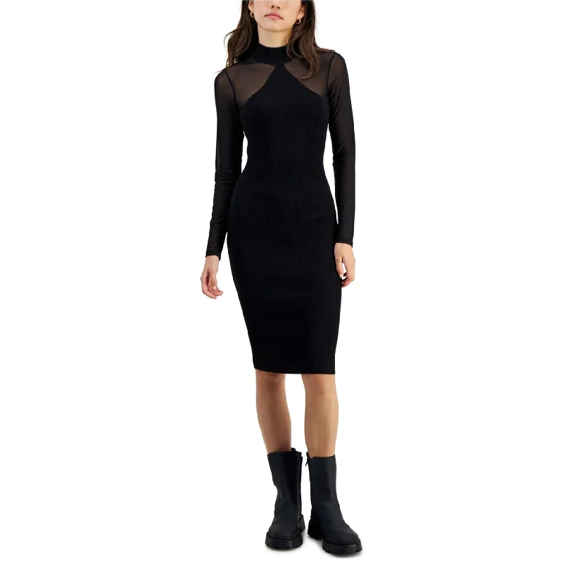 cotton midi dresses for sale -Midi dress with layered look,Almost Famous Womens Long Sleeve Ribbed Bodycon Midi Dress, Black, X-Large