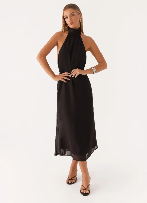 black midi dresses on discount -Midi dress with racerback style,Emmalyn Midi Dress - Black