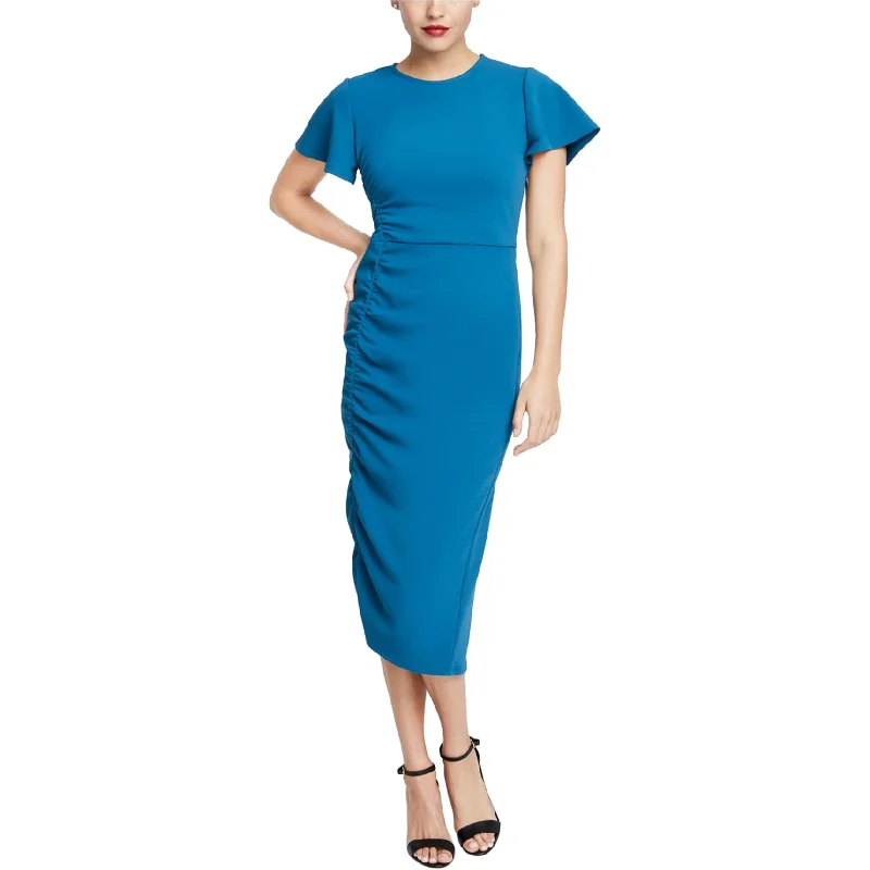 blue midi dresses online -Midi dress with retro style,Rachel Roy Womens Pippa Ruched Midi Sheath Dress