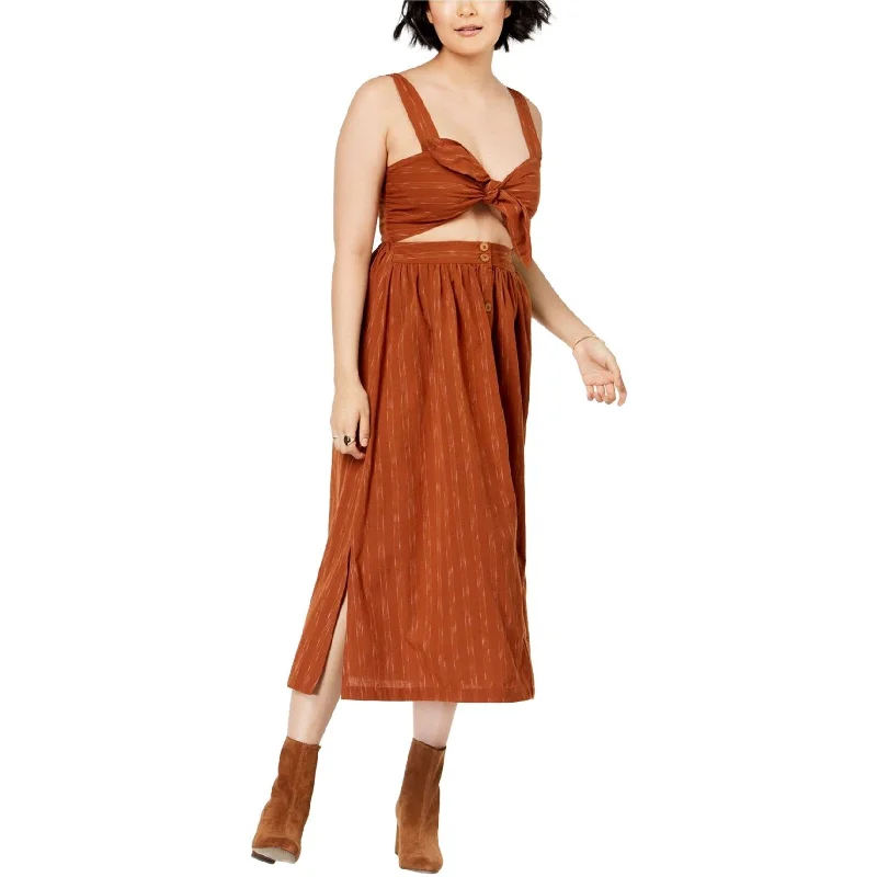 sparkly midi dresses for summer -Midi dress with unique patterns,Free People Womens Caldasi Midi Dress, Brown, X-Small