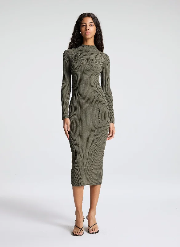 green midi dresses for summer -Midi dress with crochet details,Halle Knit Midi Dress