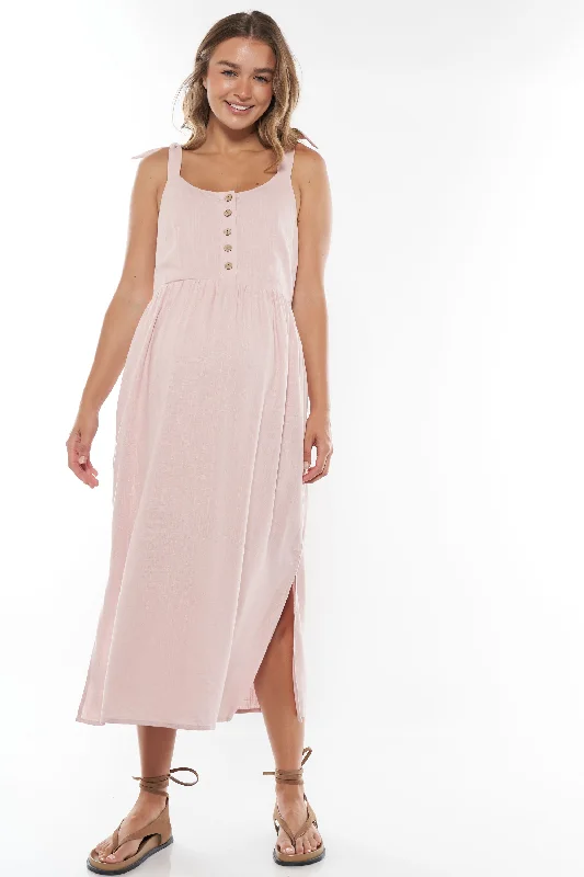 cotton midi dresses online -Midi dress with voluminous sleeves,Breeze Along Midi Dress