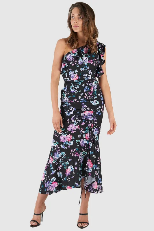 floral midi dresses for party -Midi dress with modern design,Blooming Midi Dress