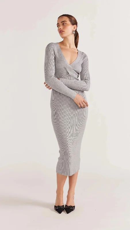 sparkly midi dresses for date -Midi dress for cocktail parties,Staple The Label Molly Knit Midi Dress