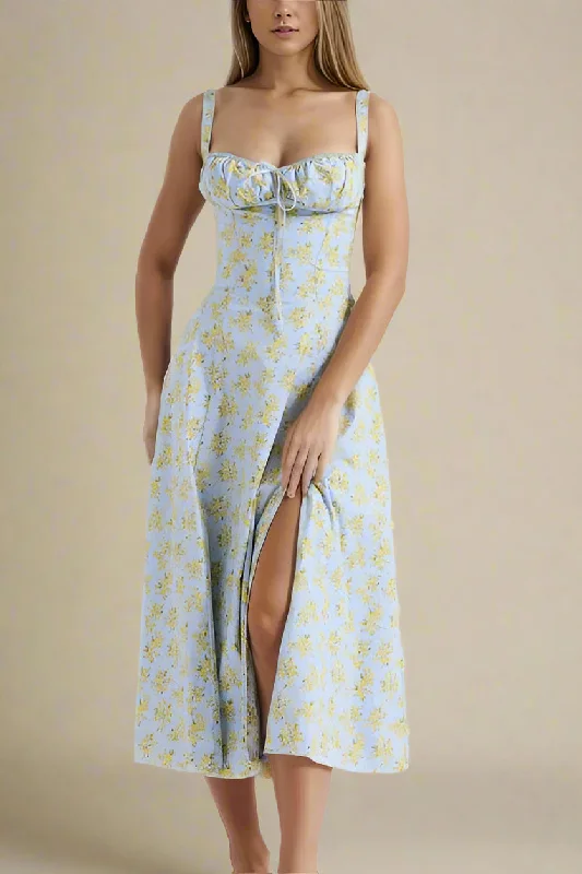 yellow midi dresses for party -Midi dress with chic design,Taylor Bodycon Day Midi Dress - Sky Blue