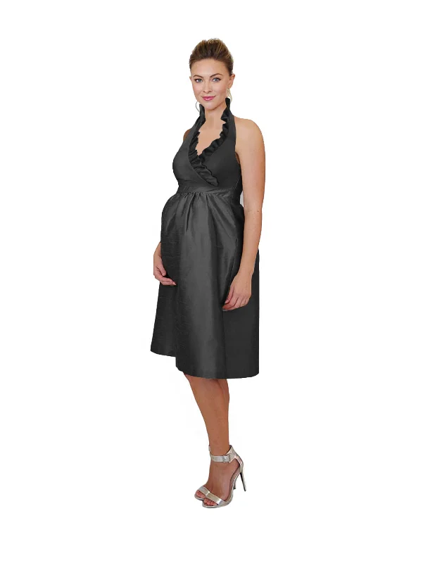 black midi dresses online -Midi dress with illusion sleeves,Madelyn Bodice With Maternity Midi Skirt in Shantung