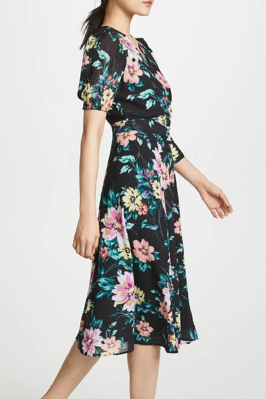 cheap midi dresses for summer -Midi dress with smocked bodice,Midnight Love Floral Midi Dress