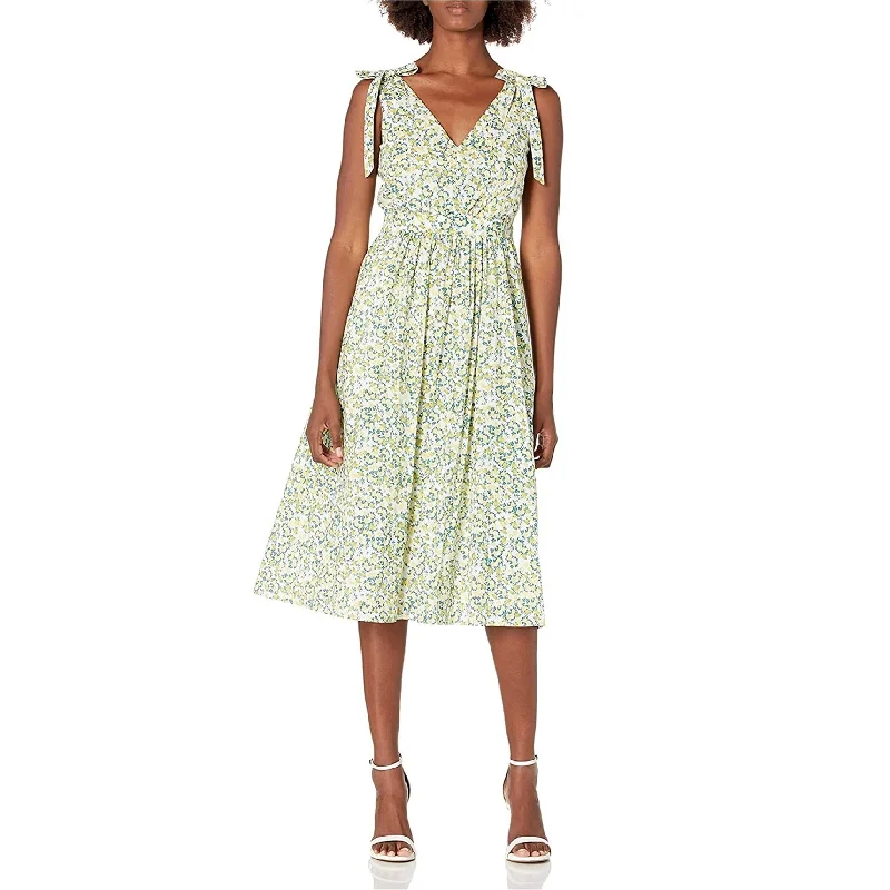 affordable midi dresses online -Midi dress with animal print,Calvin Klein Womens Floral Midi Dress, Yellow, 6