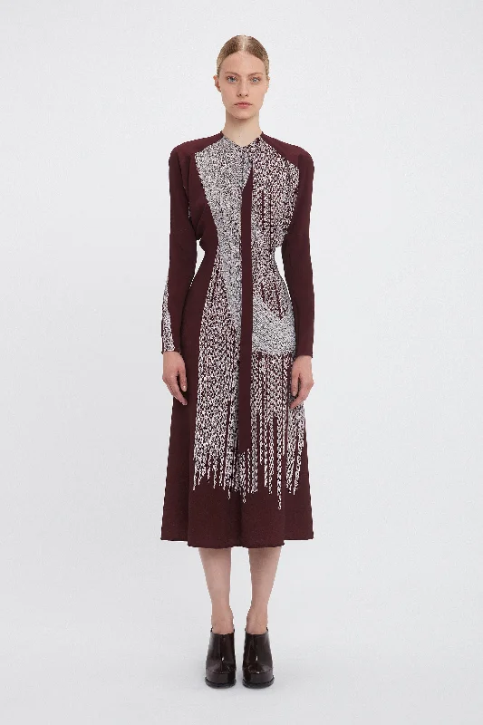 sparkly midi dresses online -Midi dress with knot front,Keyhole Dolman Midi Dress In Port-Silver Chain Print