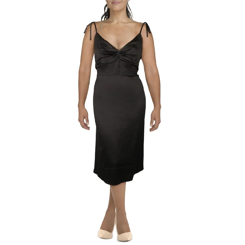 elegant midi dresses online -Midi dress for cocktail parties,Danielle Bernstein Womens Satin Midi Dress, Black, 16W