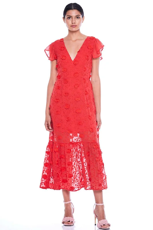 elegant midi dresses for date -Midi dress with frilly details,Scarlett Ruffle Midi Dress