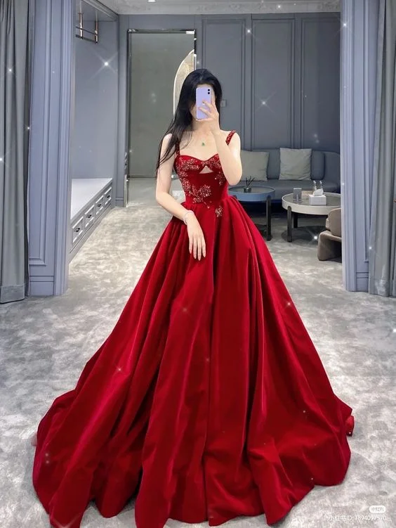 Evening dress for cocktailA-line Red Sleeveless Prom Dress,Red Formal Dress cc972