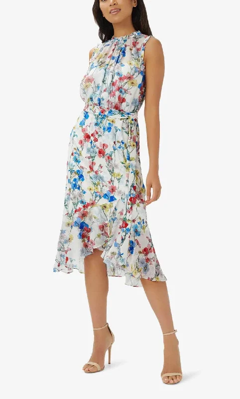 cheap party dress for summer -Plus size cocktail dressAdrianna Papell AP1D104493 - Sleeveless Floral Knee-Length Dress