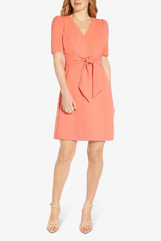 Cocktail dress with high slitAdrianna Papell AP1D104632 - V-Neck Short Sleeve Cocktail Dress