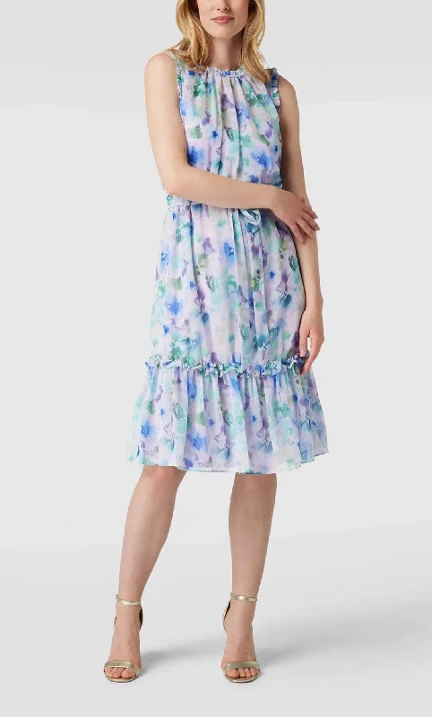 floral party dress for party -Cocktail dress with empire waistAdrianna Papell AP1D104710 - Ruffle Trim Floral Cocktail Dress