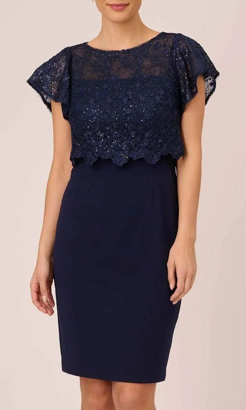 sexy party dress online -Cocktail dress with laceAdrianna Papell AP1D104957 - Knee Length Lace Blouson Dress