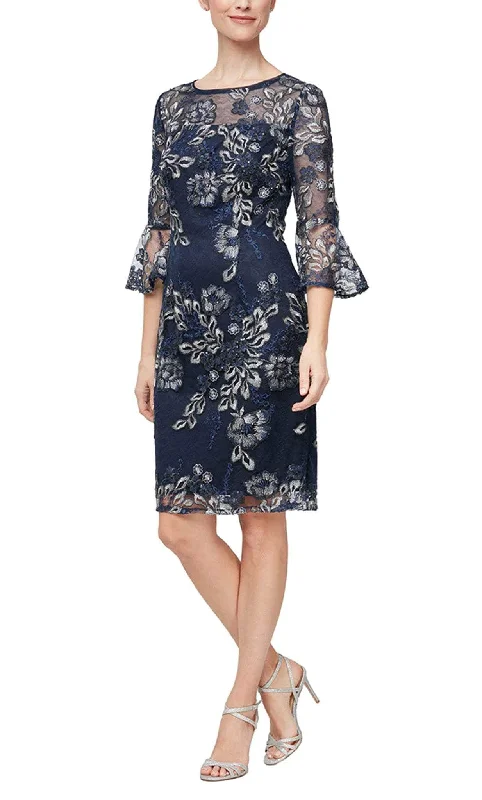 Cocktail dress for partiesAlex Evenings 82171384 - Floral Embroidered Sheath Cocktail Dress