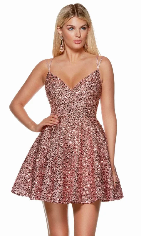 Cocktail dress with illusion necklineAlyce Paris 3176 - V-Neck Sparkling Cocktail Dress