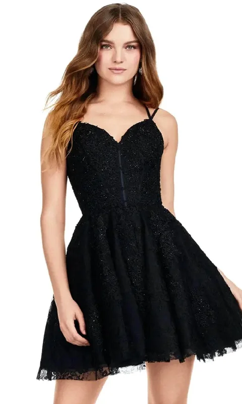 Cocktail dress with strapless designAshley Lauren 4655 - Open Back Lace A-Line Dress