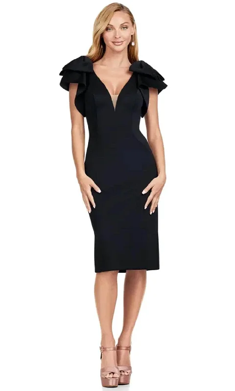 Cocktail dress with illusion backAshley Lauren 4656 - Bow Accent Scuba Dress